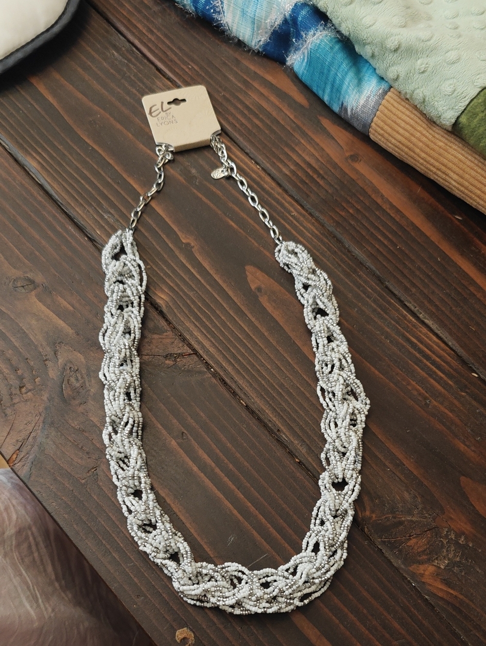 Erica Lyons Silver Braided Beaded Necklace E02 6768
